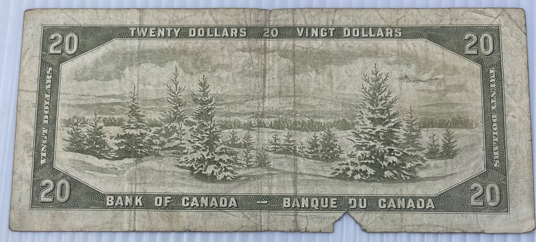 Canada 1961 20 Dollars P-80 Circulated World Banknote — back
