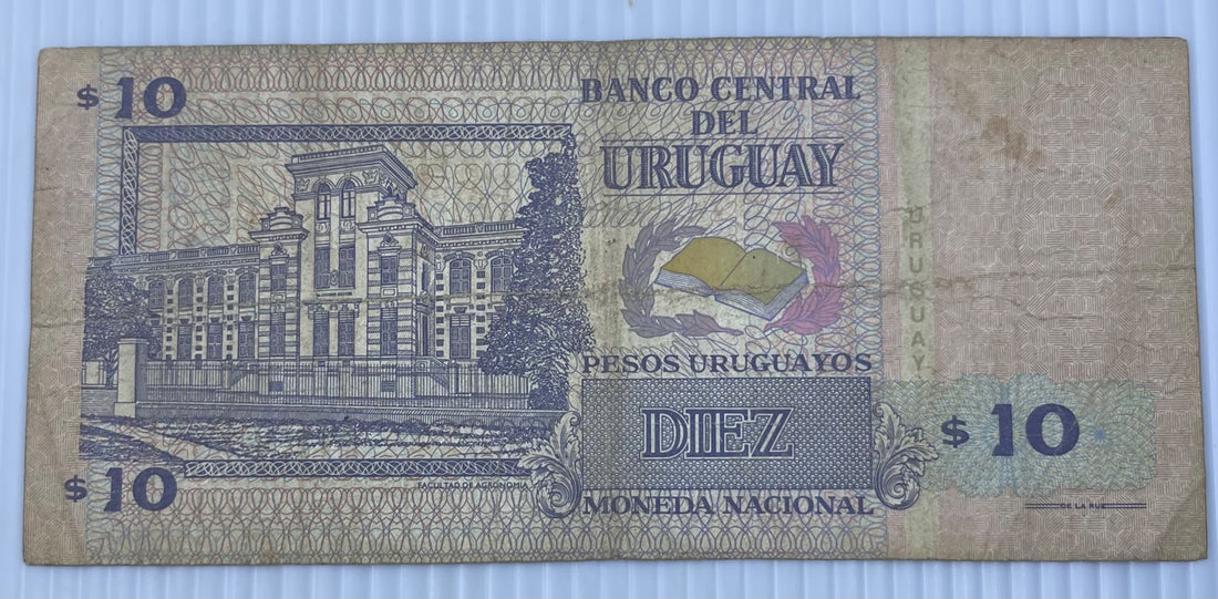 Uruguay 1998 10 Peso P-83 Circulated World Banknote Note Shown — back