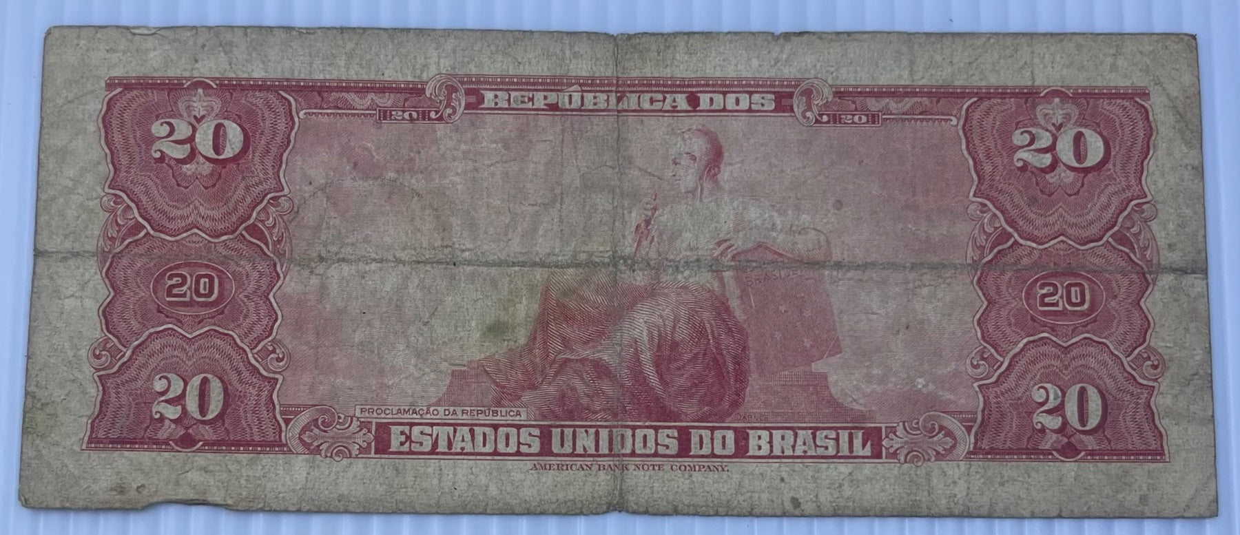 Brazil 1963 20 Cruzeiros P-168 Circulated World Banknote — back