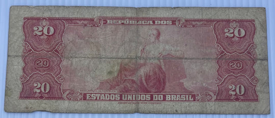 Brazil 1963 20 Cruzeiros P-168 Circulated World Banknote — back