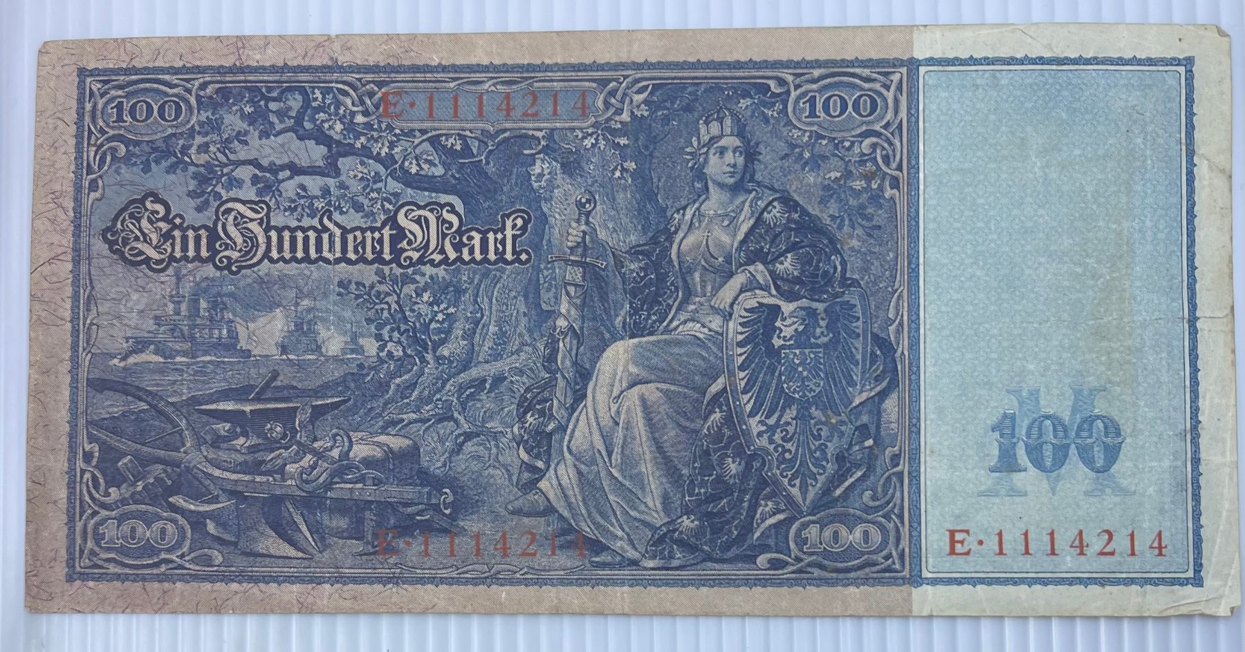 Germany 1910 100 Mark P-44 Circulated World Banknote — back