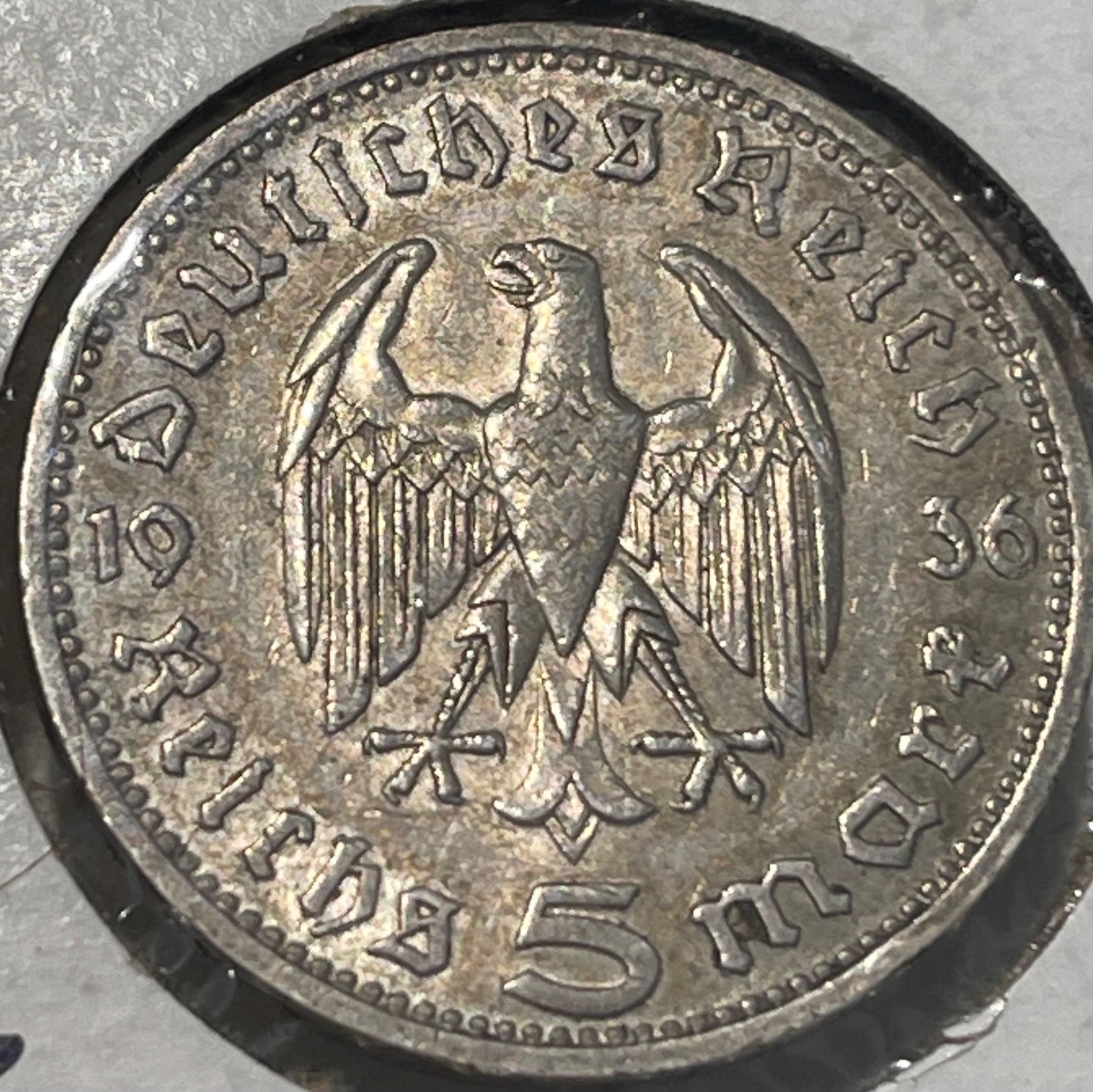Germany 1936 5 Reichsmark KM-94 Circulated World Coin — back