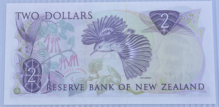 New Zealand 1967 2 Dollars P-169 UNC World Banknote Note Shown — back