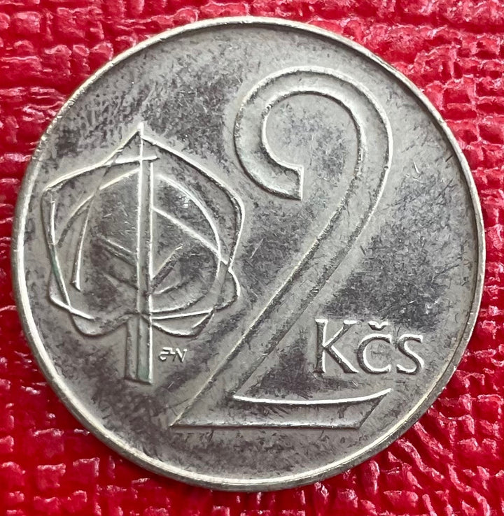Czechoslovakia 1991 2 Koruny Circulated World Coin Item Shown — back