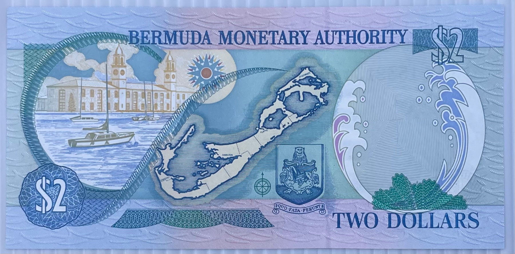 Bermuda 2000 2 Dollars P-38 Uncirculated World Banknote Note Shown — back