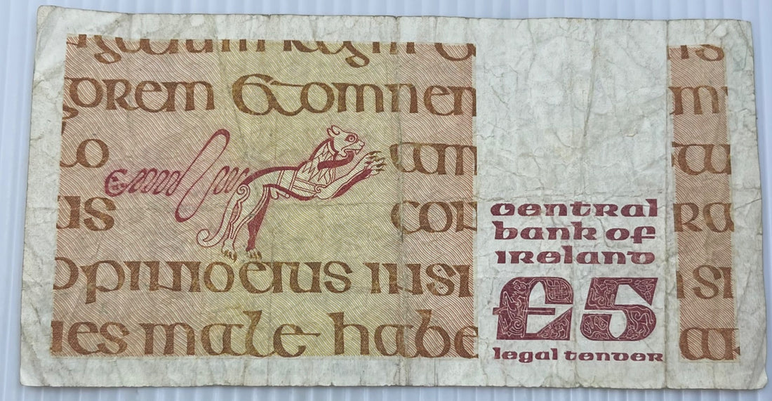 Ireland 1990 £5 Irish pound P-69 Circulated World Banknote — back