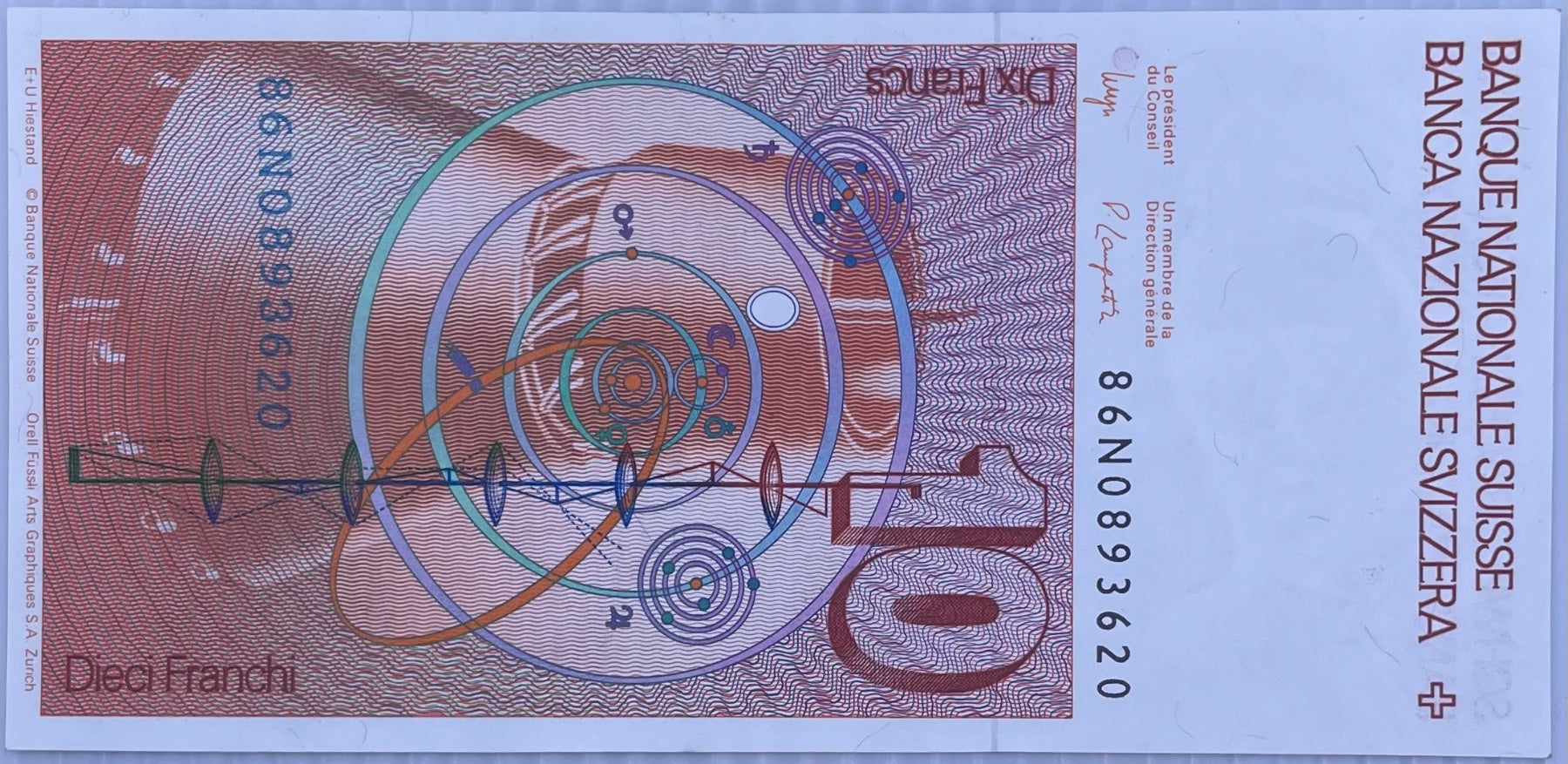 Switzerland 1979 10 Francs Uncirculated World Banknote Note Shown — back
