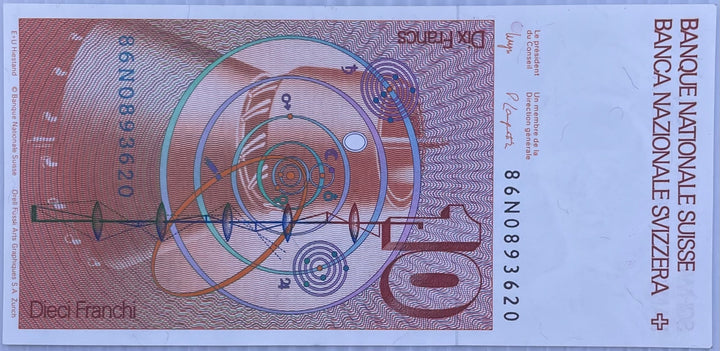 Switzerland 1979 10 Francs Uncirculated World Banknote Note Shown — back