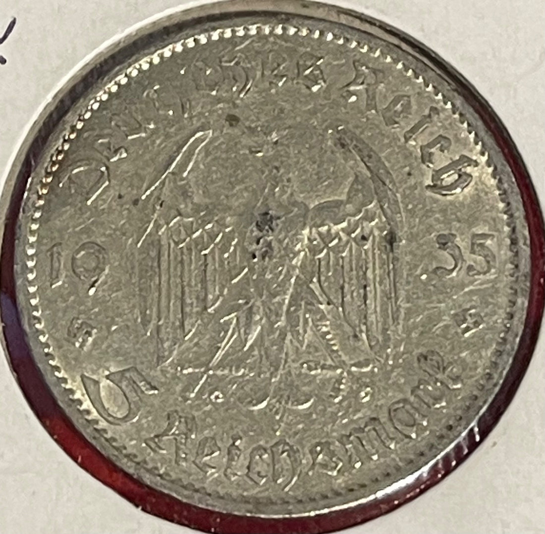 Germany 1935 A 5 Reichsmark Circulated World Coin P-KM-86 Circulated World Coin Item Shown — back