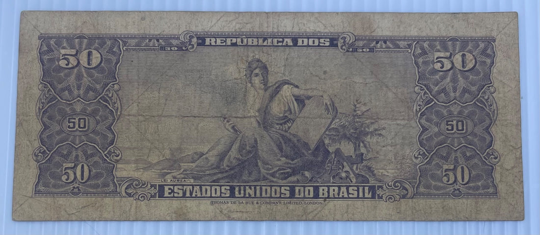 Brazil 1966 50 Cruzeiros P-184 Circulated World Banknote — back