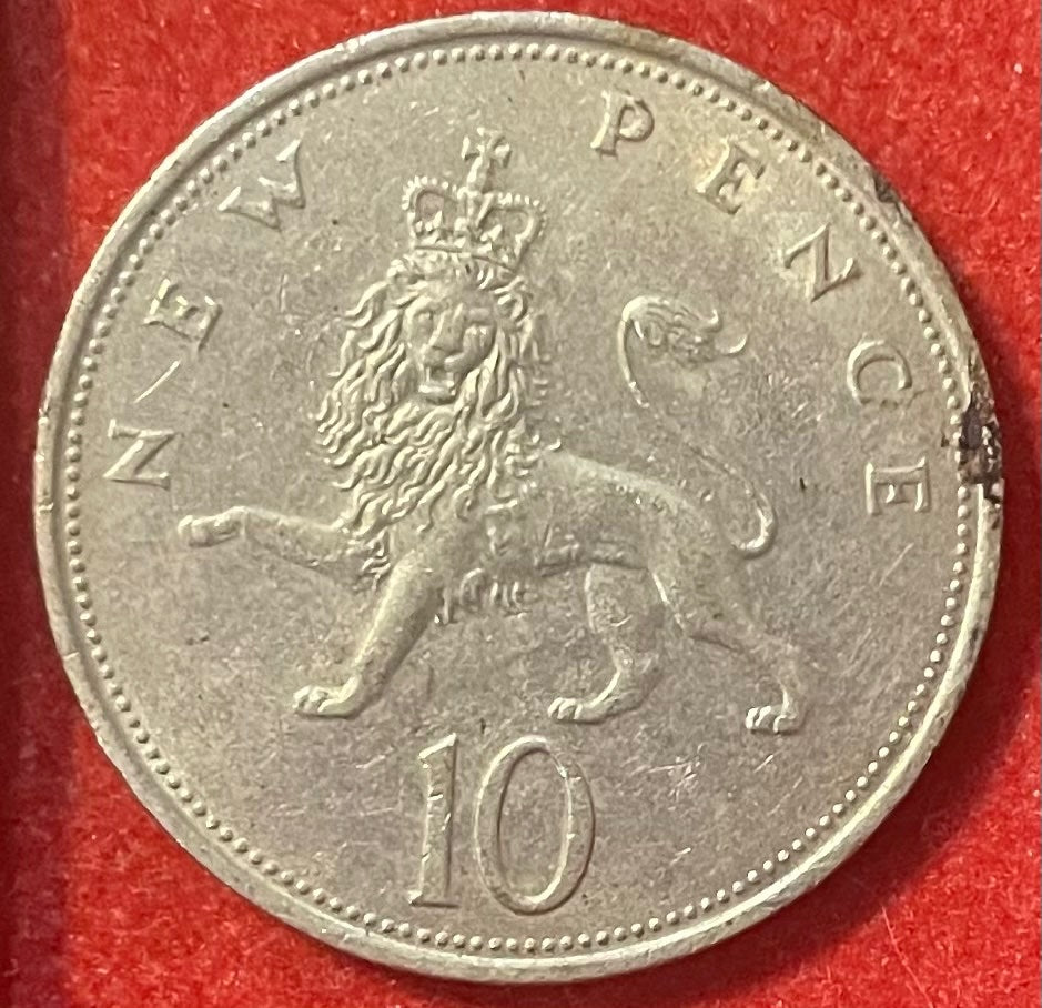 United Kingdom 1971 10 New Pence Pound Sterling (New Pence) Circulated World Coin Item Shown — back