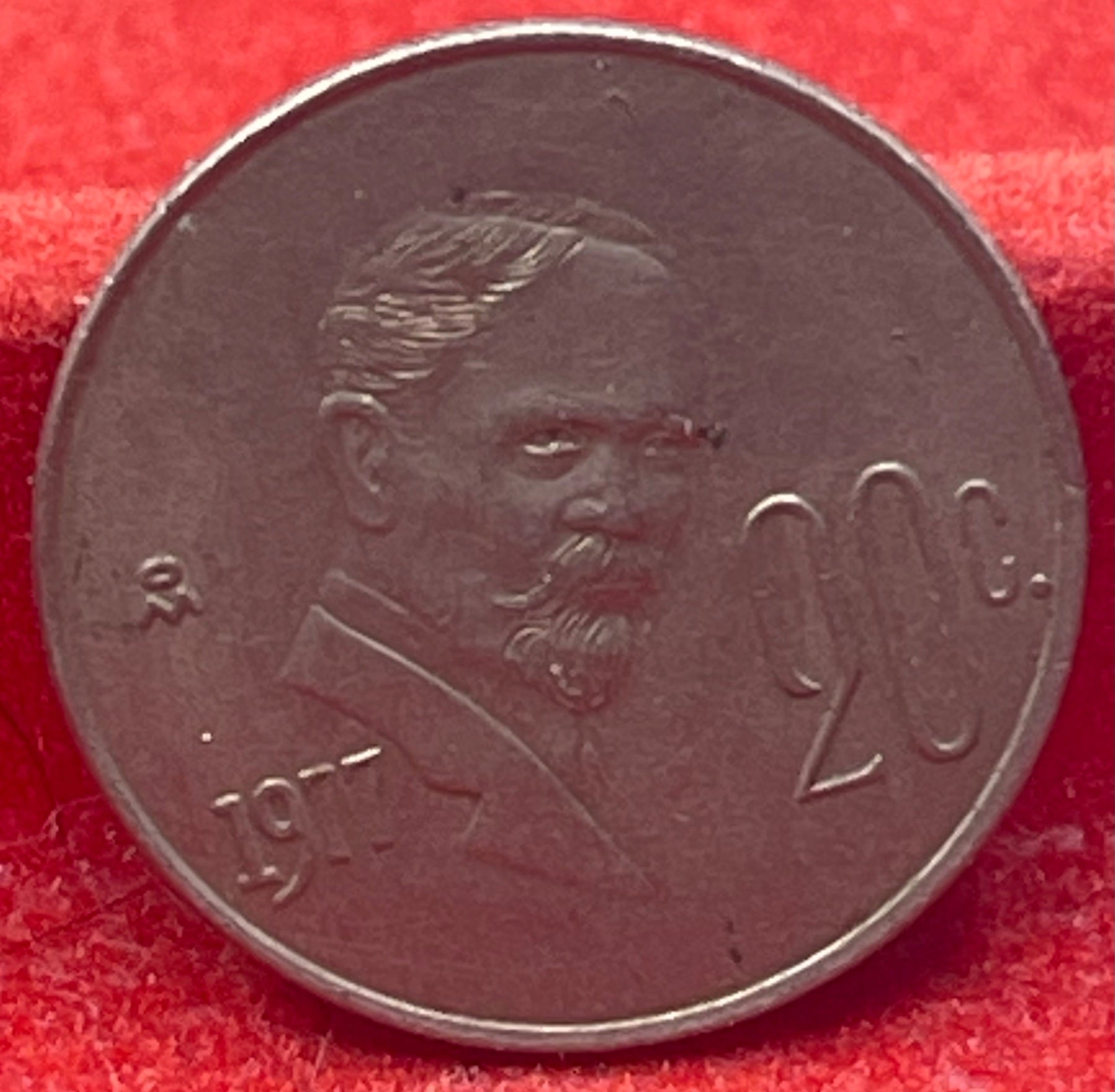 Mexico 1977 MO 20 Centavos KM-444 Circulated World Coin — back