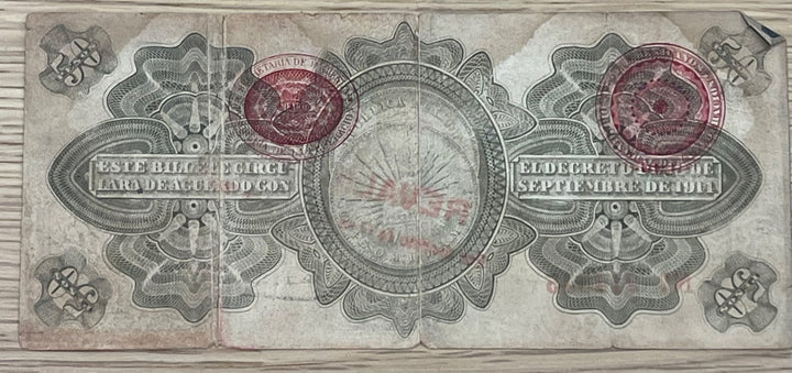 Mexico 1914 50 Centavos P-S708 Circulated World Banknote Note Shown — back