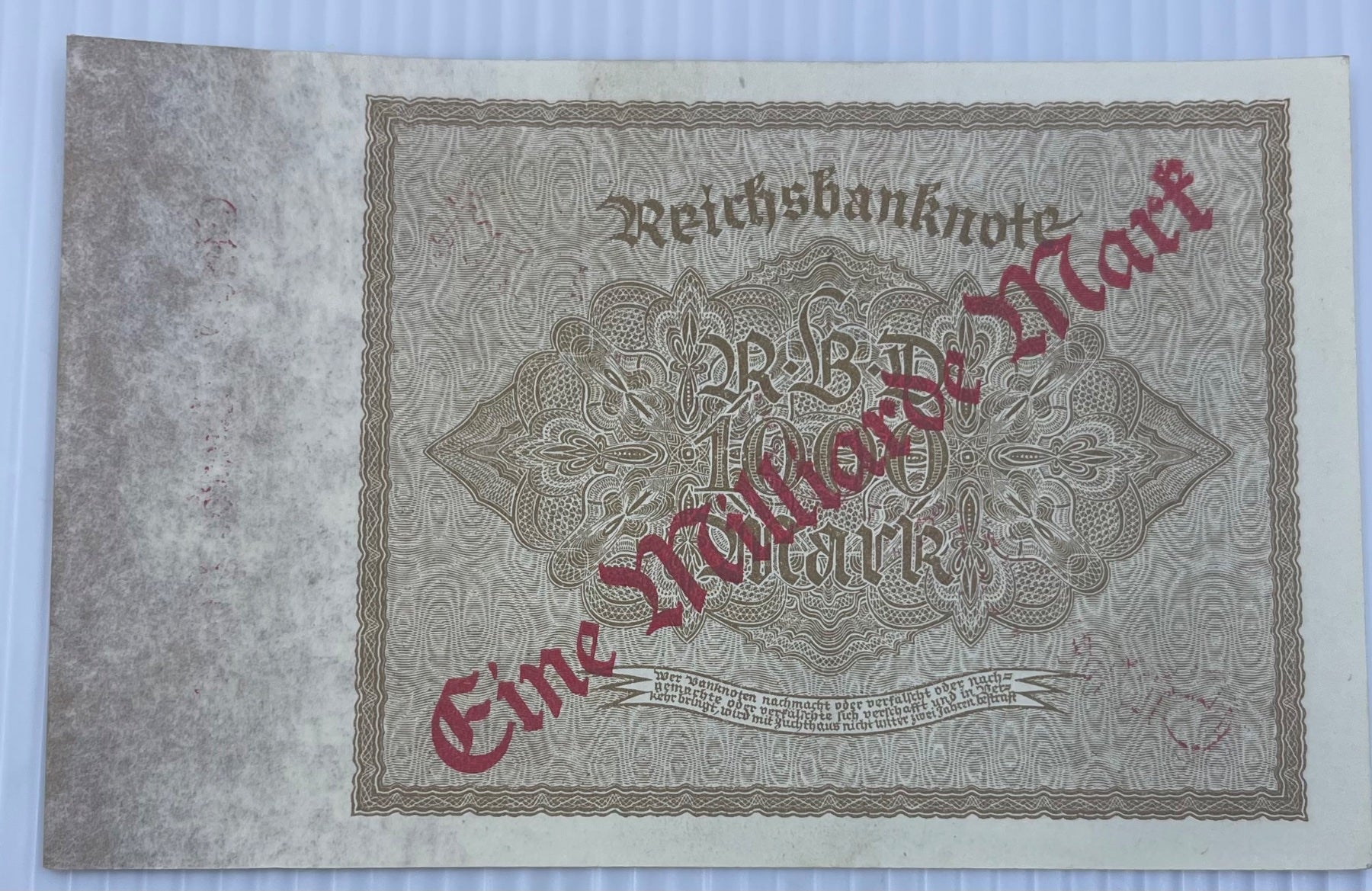 Germany 1923 1,000,000 Mark P-113 UNC World Banknote Note Shown — back