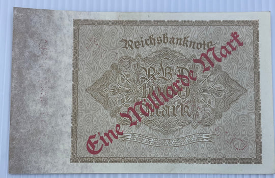 Germany 1923 1,000,000 Mark P-113 UNC World Banknote Note Shown — back
