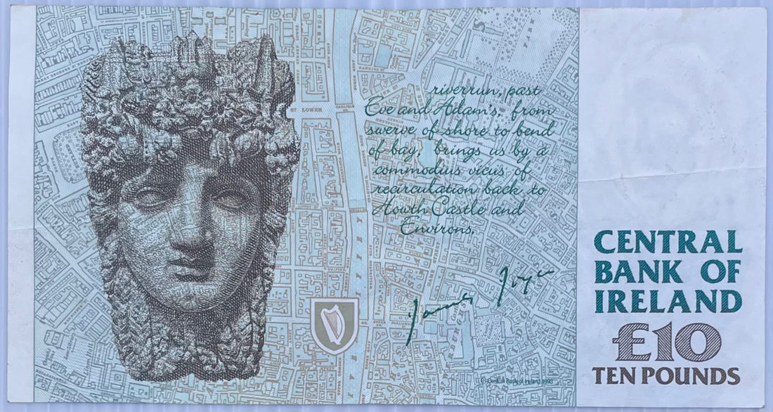 Ireland 1993 £10 Irish Pound Circulated World Banknote Note Shown — back