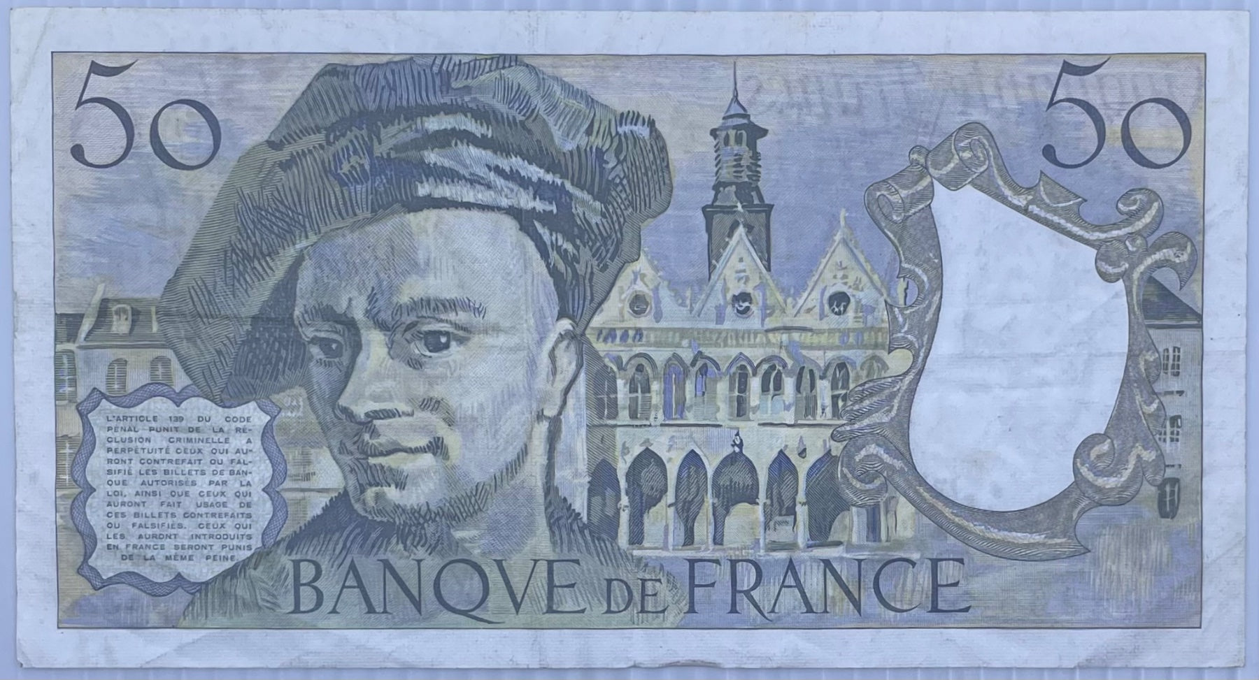 France 1983 50 Francs P-152 Circulated World Banknote Note Shown — back