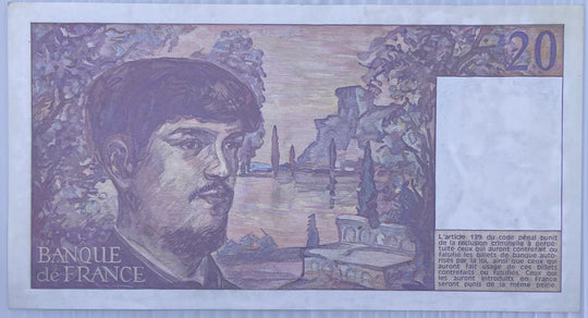 France 1983 20 Francs Uncirculated World Banknote Note Shown — back