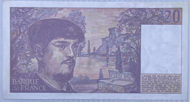 France 1983 20 Francs Uncirculated World Banknote Note Shown — back