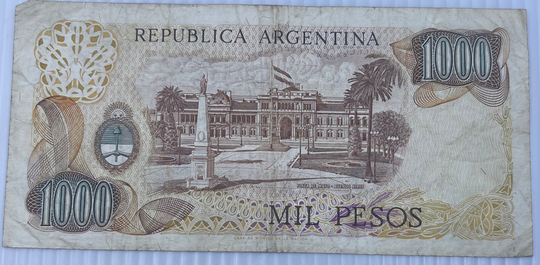 Argentina 1981 1000 Peso Ley 18.188 P-304 Circulated World Banknote — back