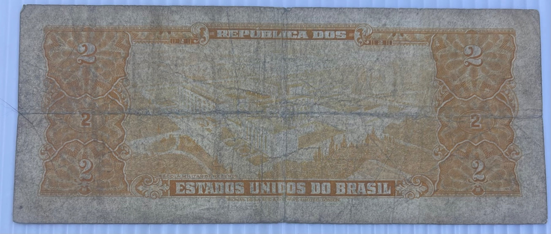Brazil 1944 2 Cruzeiro P-157 Circulated World Banknote — back
