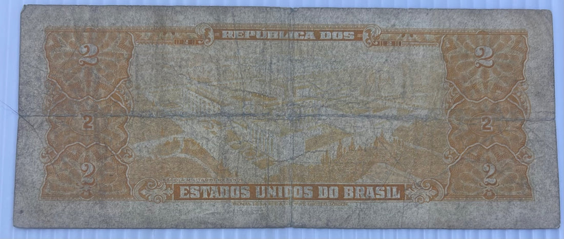 Brazil 1944 2 Cruzeiro P-157 Circulated World Banknote — back