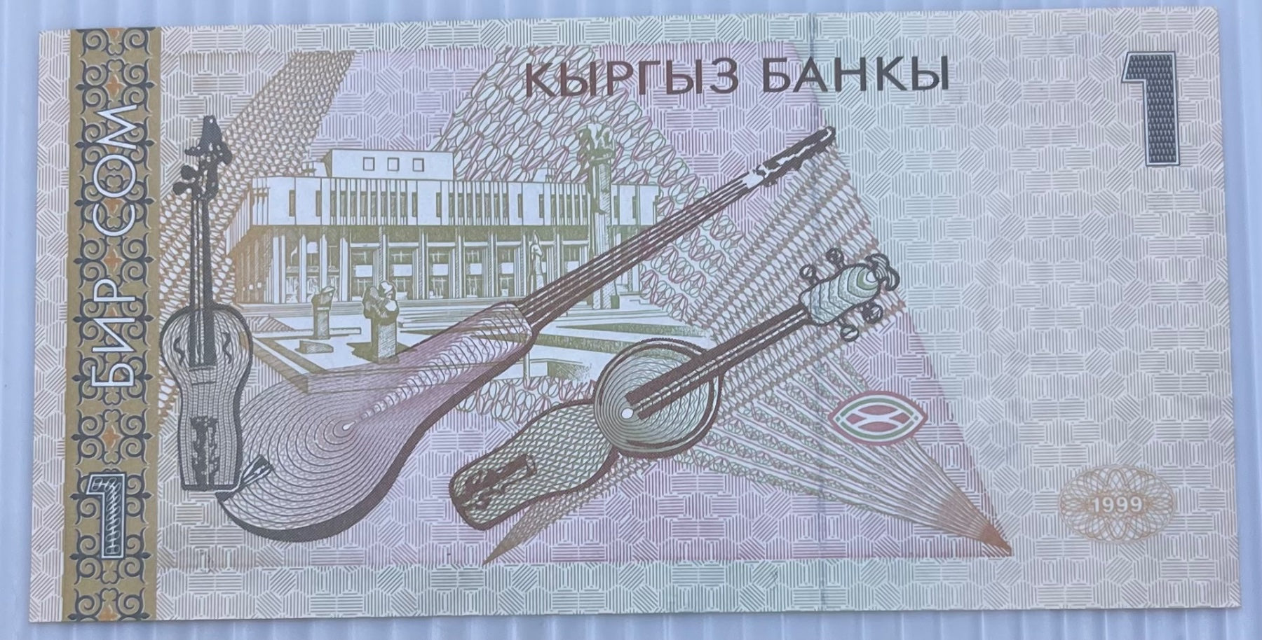 Kyrgyzstan 1999 1 Som P-4 Circulated World Banknote Note Shown — back