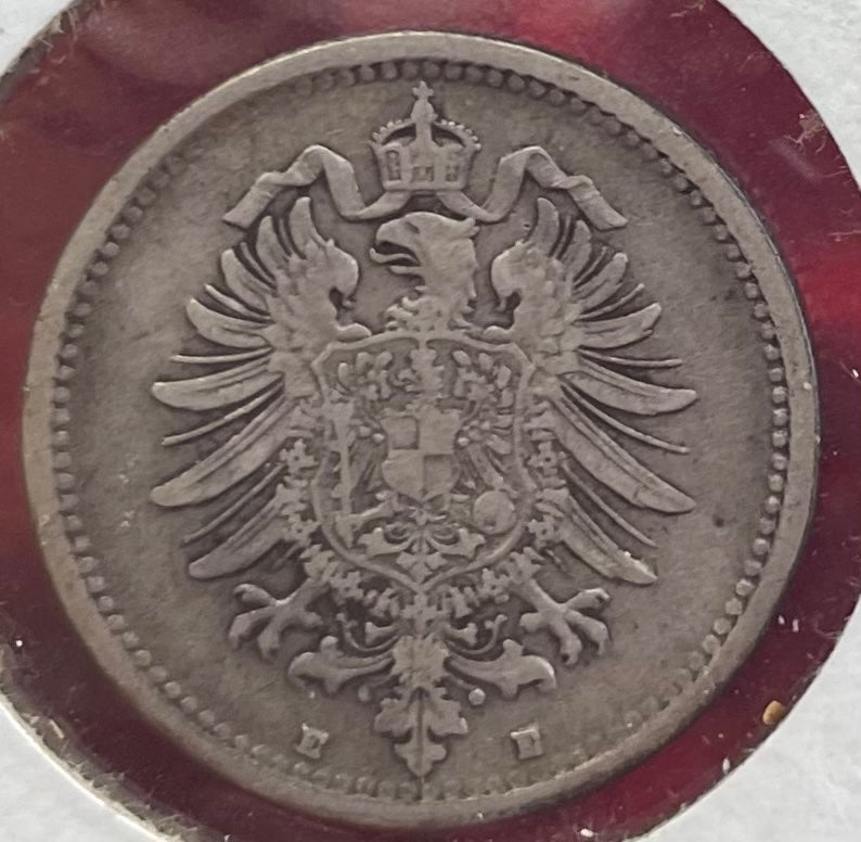 Germany 1876 50 Pfennig Mark (Pfennig) KM-7 Circulated World Coin Item Shown — back