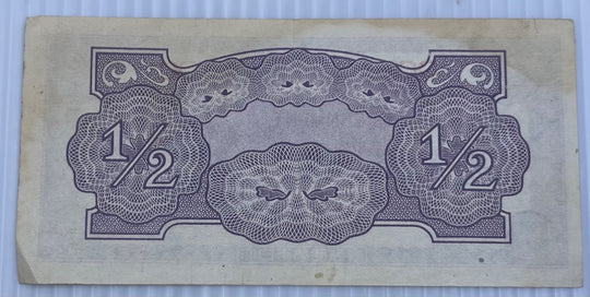 Oceania (Japanese Invasion Money) 1942 1/2 Shilling P-1 Circulated World Banknote Note Shown — back
