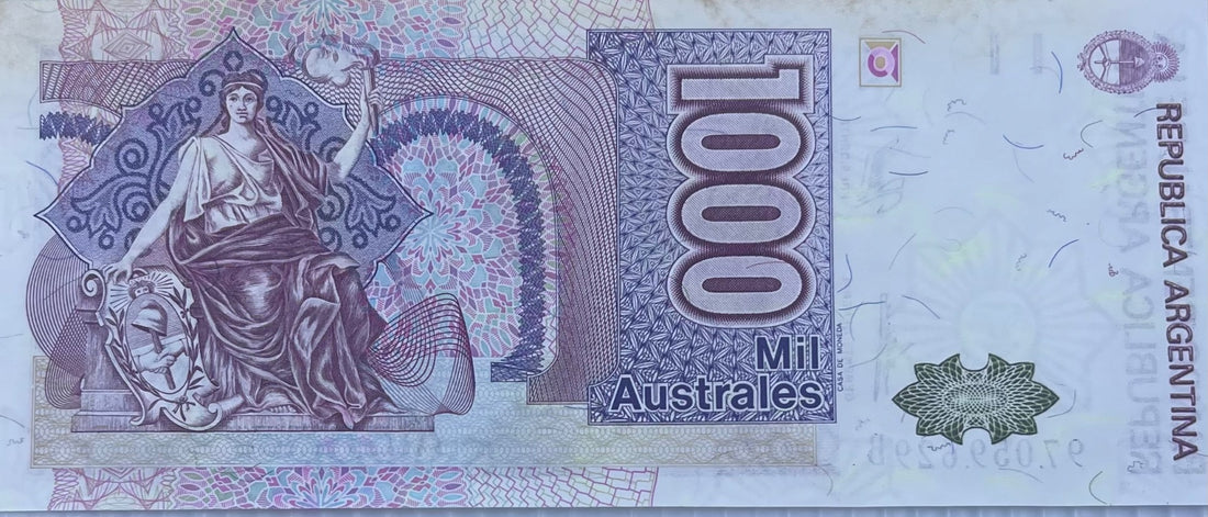 Argentina 1989 1000 Australes P-329 AU World Banknote — back