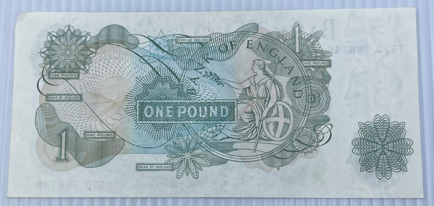 England 1966 1 Pound P-374 Circulated World Banknote — back