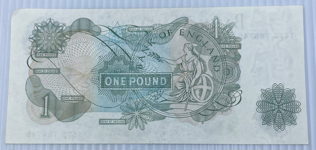 England 1966 1 Pound P-374 Circulated World Banknote — back