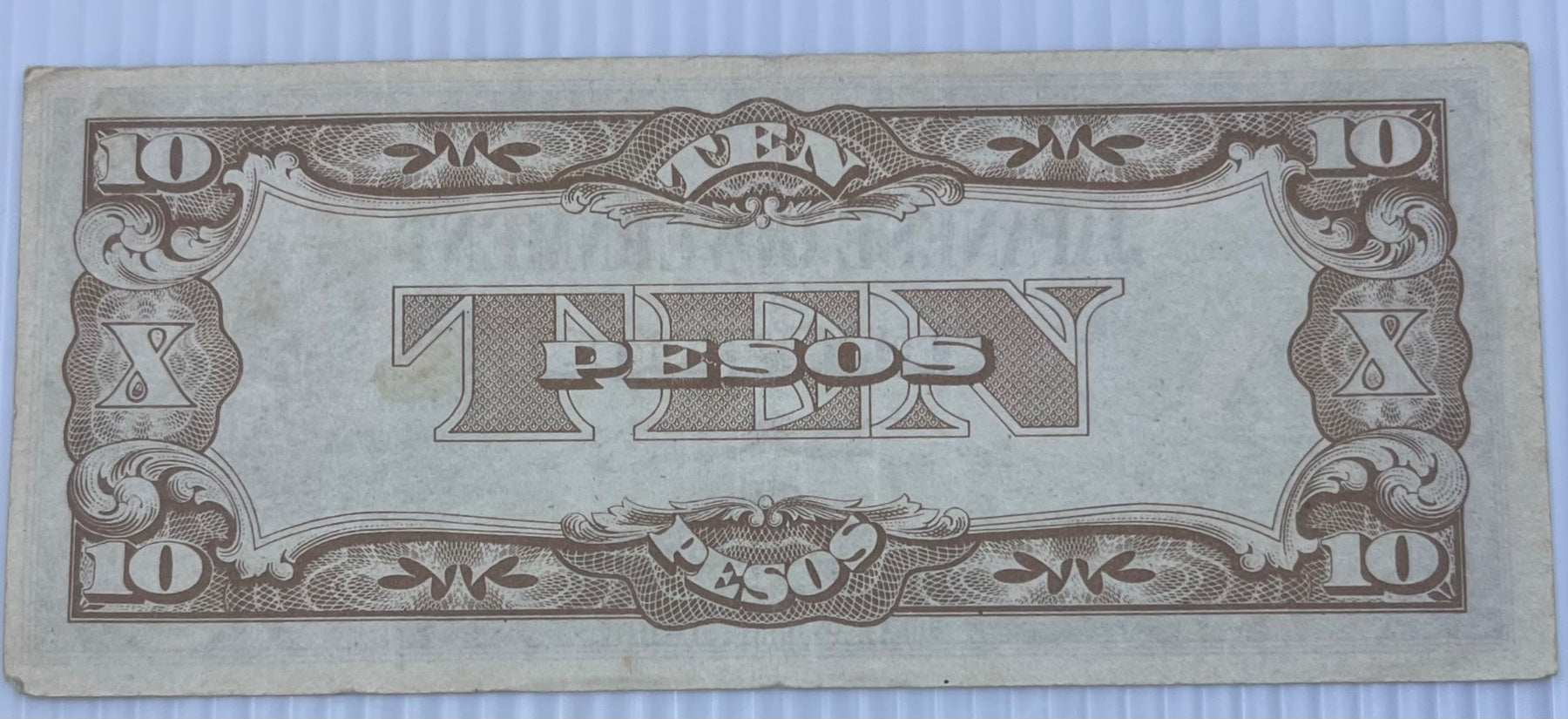 Philippines 1942 10 Pesos P-108 Circulated World Banknote From Lot — back