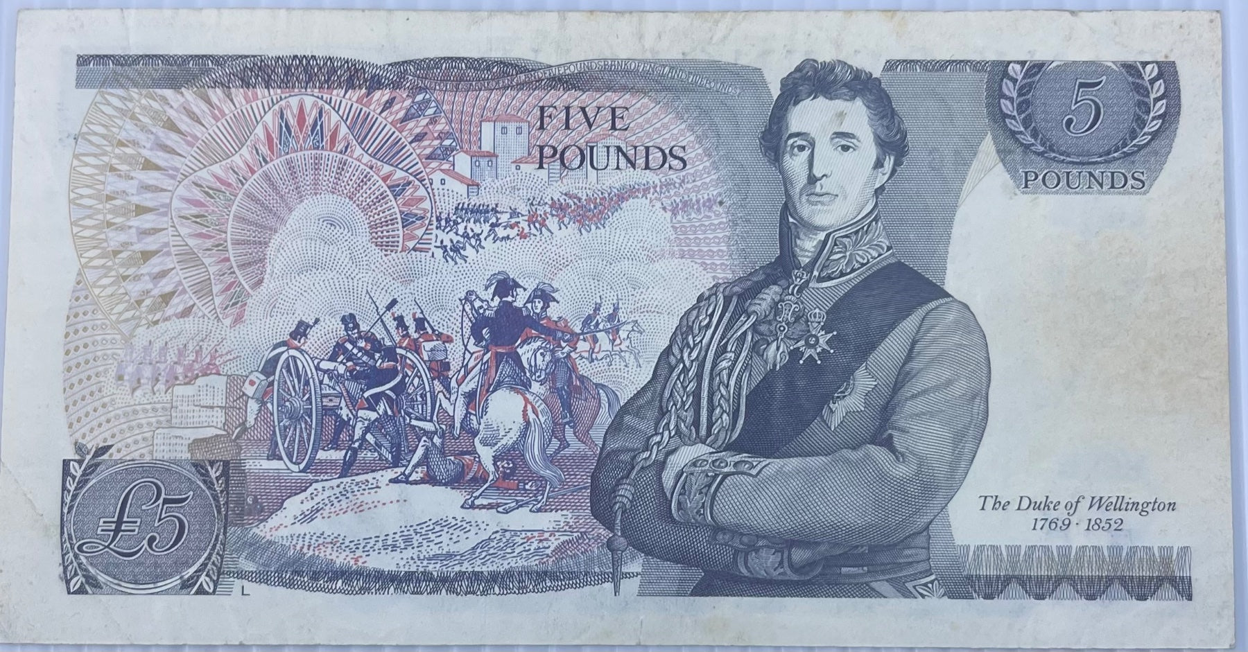 United Kingdom 1980-1988 (Somerset signature) 5 Pounds (Pound Sterling) P-377b Circulated World Banknote Note Shown — back
