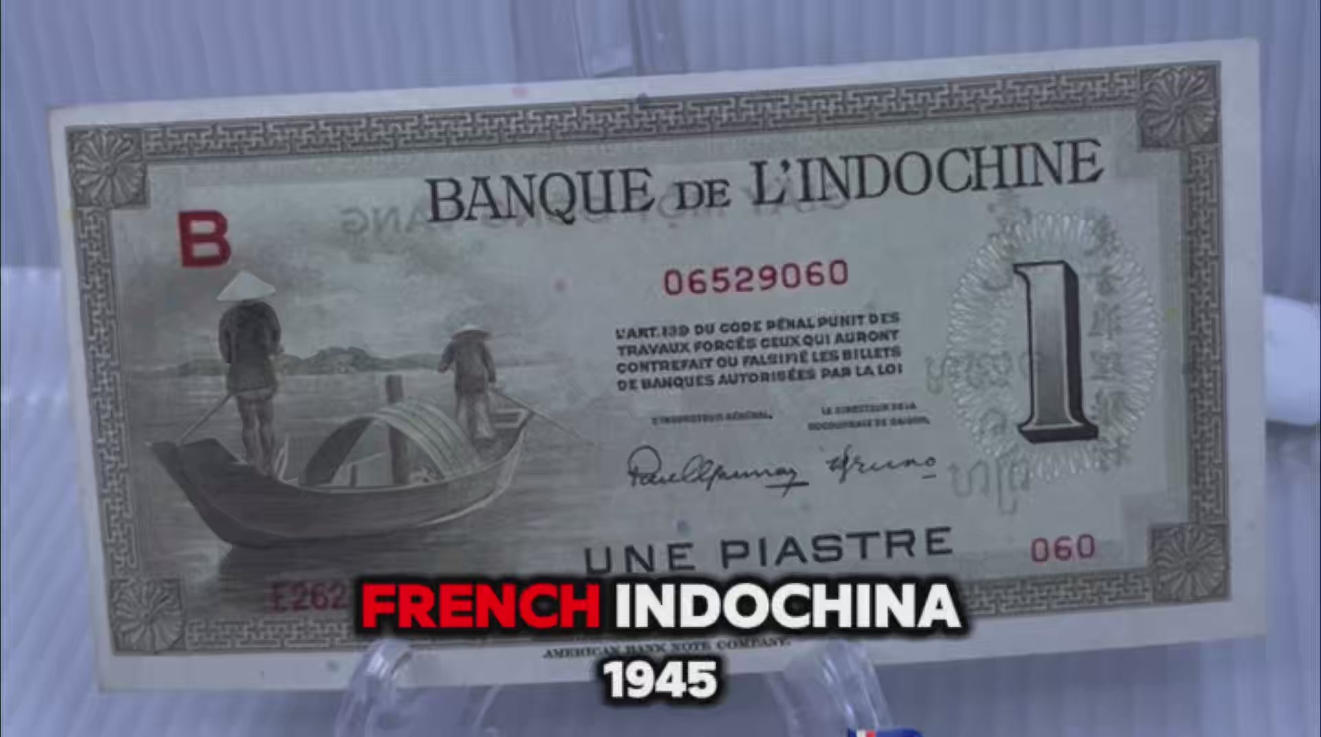French Indochina 1945 1 Piastre P-76a UNC World Banknote