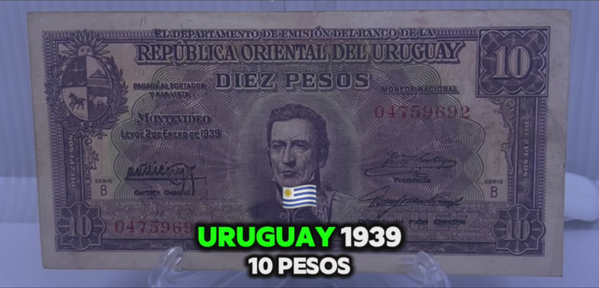 Uruguay 1939 10 Pesos P-37 Used World Banknote Currency