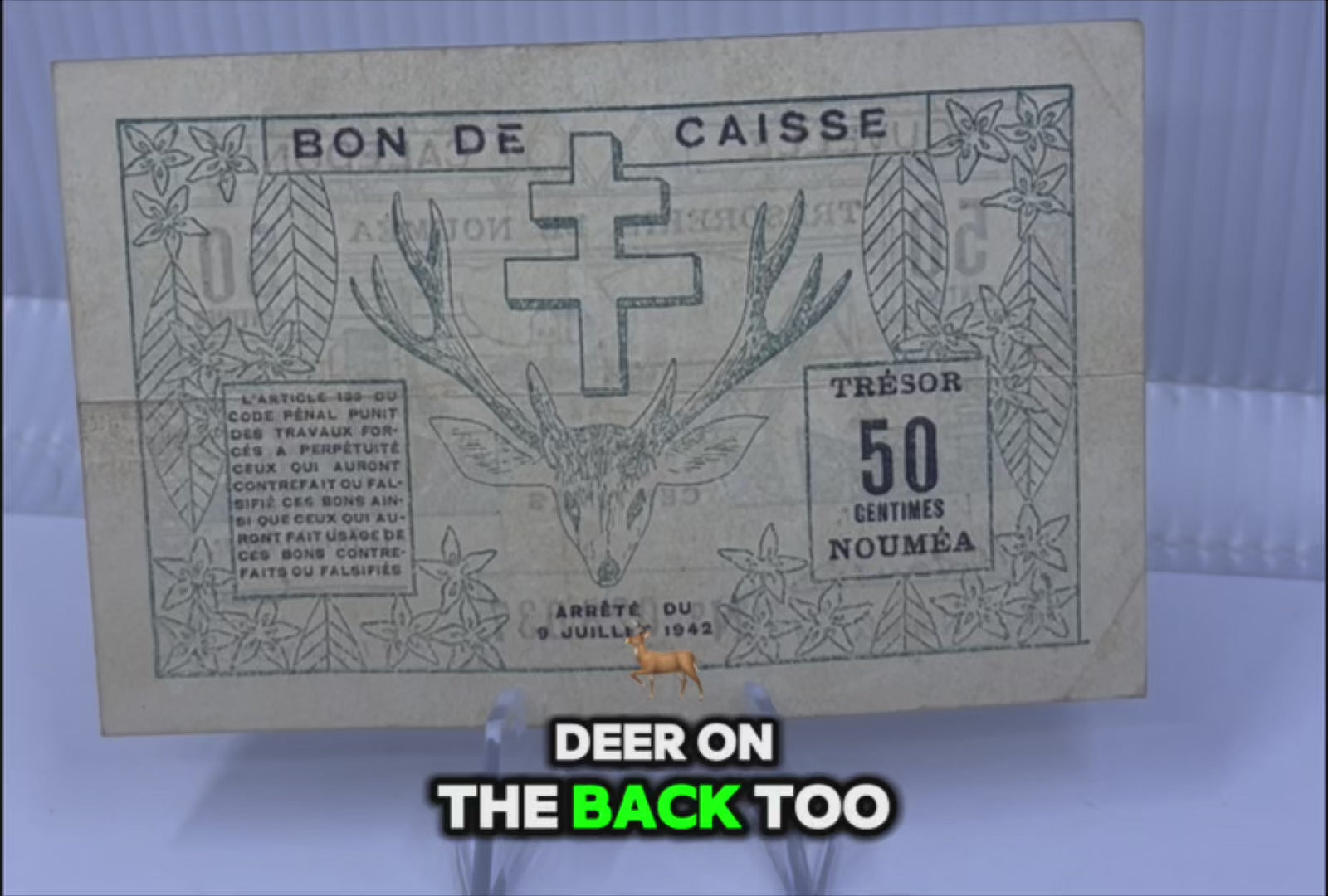 New Caledonia 1943 50 Centimes P-54 Used World Banknote