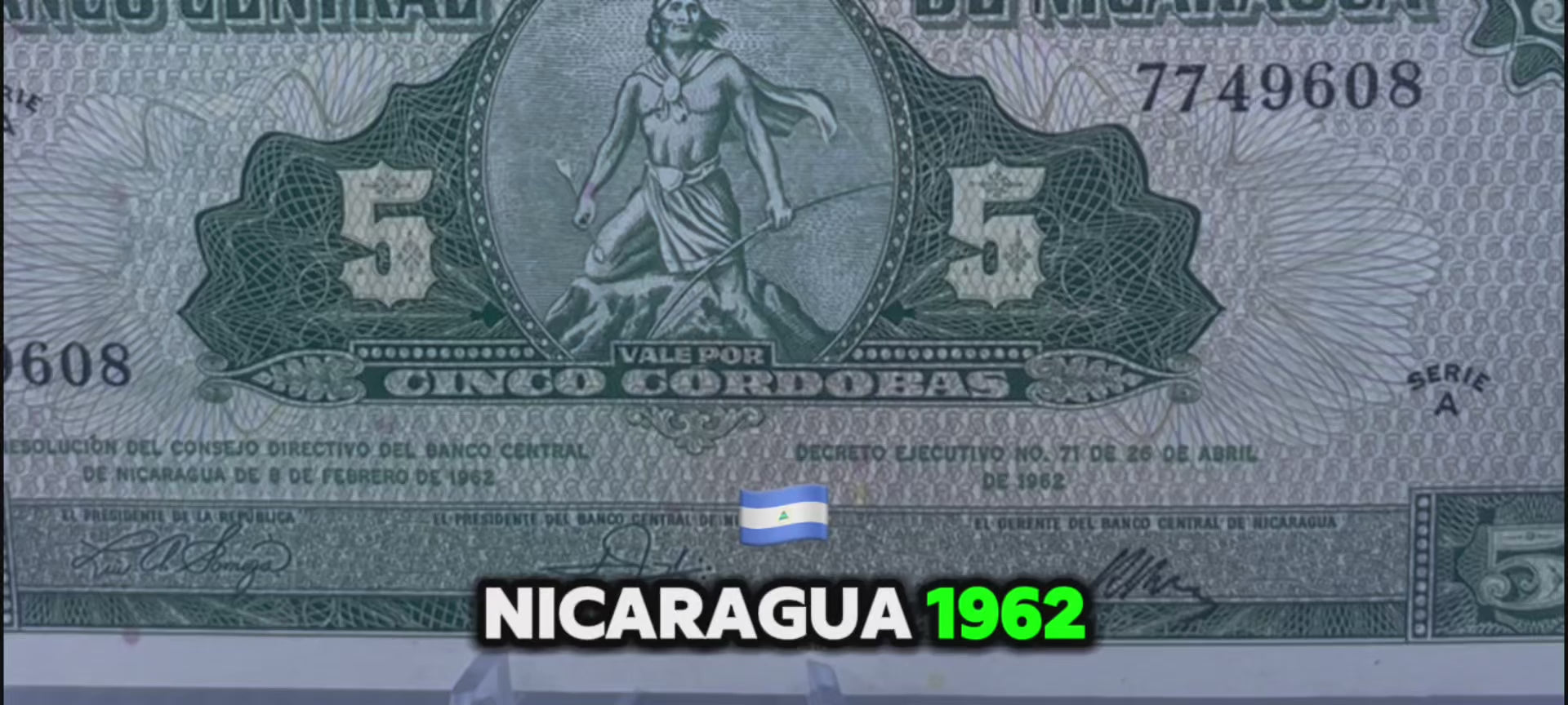 Nicaragua 1962 5 Cordobas P-116 UNC World Banknote Currency