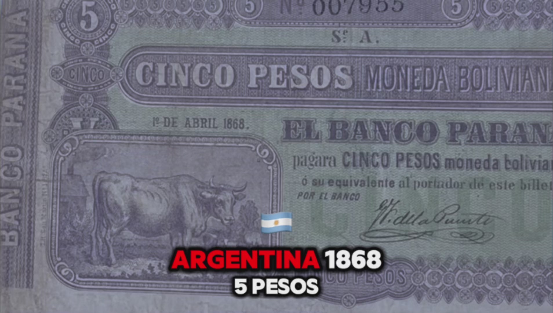 Argentina 1868 5 Pesos P-S1817 Used World Banknote