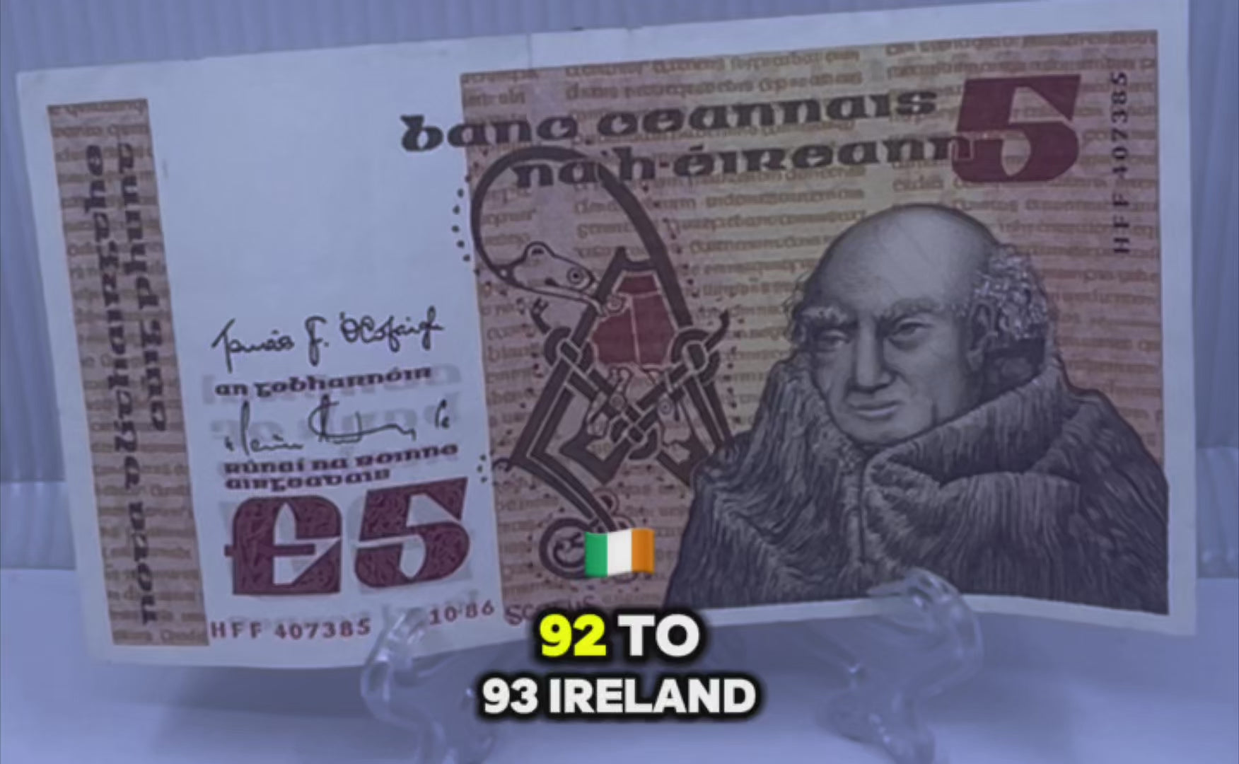 Ireland 1992-1993 5 Pounds P-71 Used World Banknote