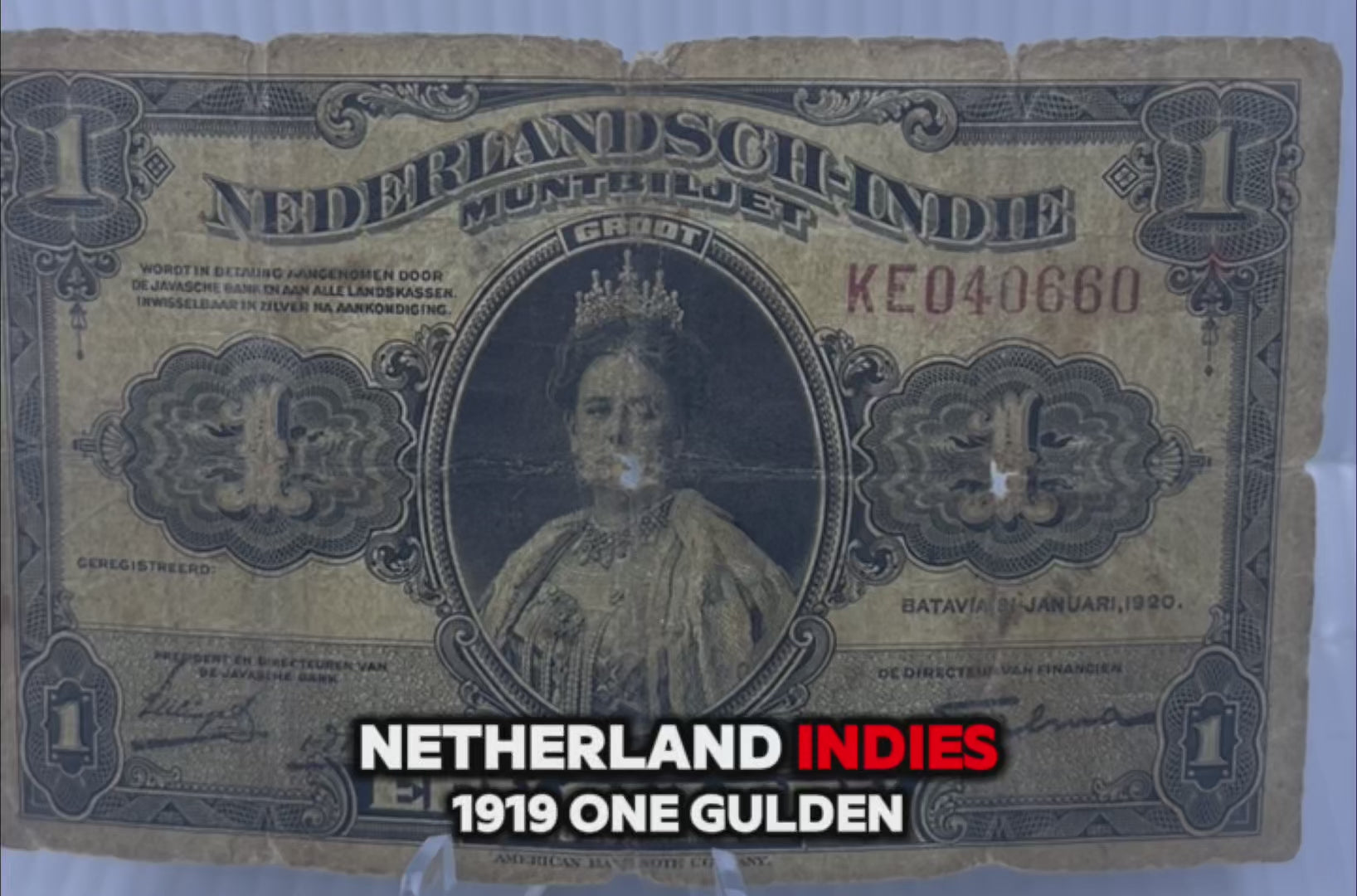 Netherland Indies 1919 1 Gulden P-100 Used World Banknote