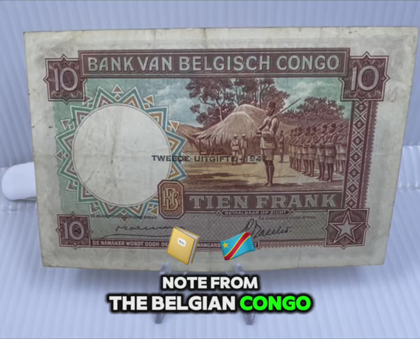 Belgian Congo 1942 10 Francs P-14 Used World Banknote